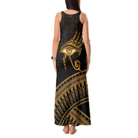 Ancient Egypt Eye of Horus Tank Maxi Dress Gold Intricate Feathers