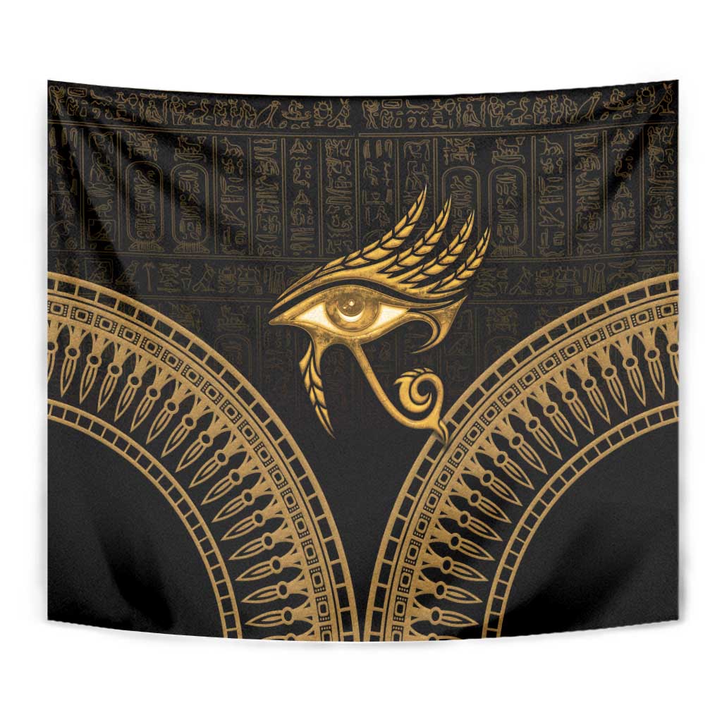 Ancient Egypt Eye of Horus Tapestry Gold Intricate Feathers