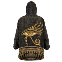Ancient Egypt Eye of Horus Wearable Blanket Hoodie Gold Intricate Feathers