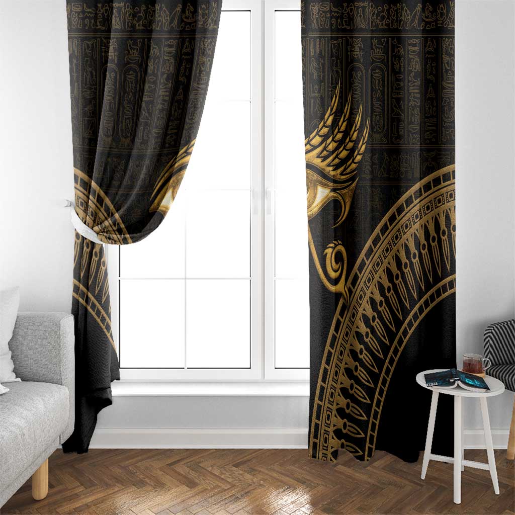 Ancient Egypt Eye of Horus Window Curtain Gold Intricate Feathers