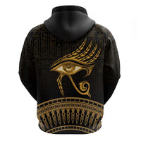 Ancient Egypt Eye of Horus Zip Hoodie Gold Intricate Feathers