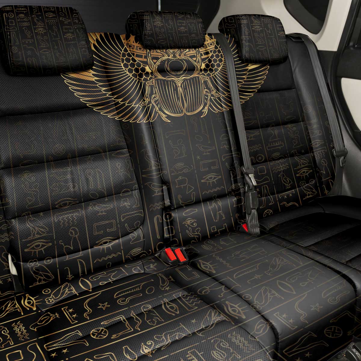 Ancient Egypt Scarab Back Car Seat Cover Black Gold