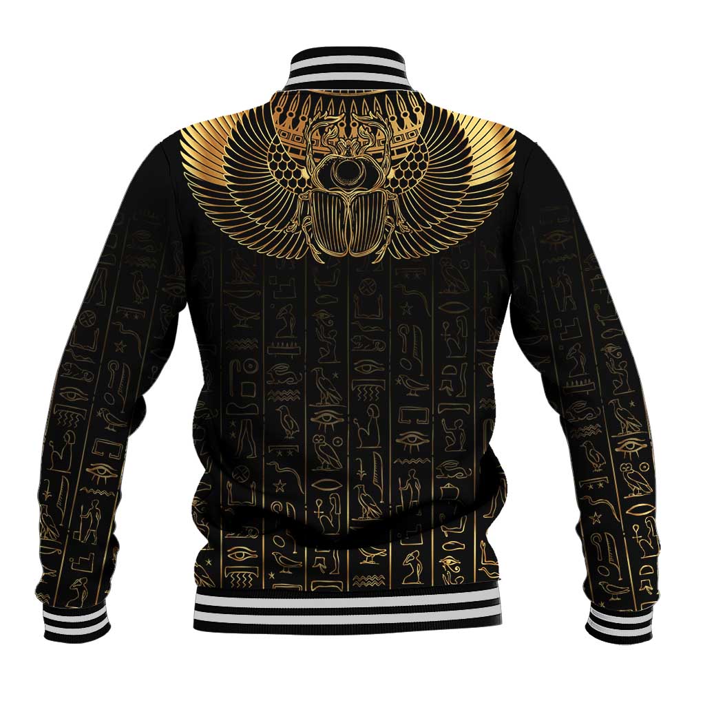 Ancient Egypt Scarab Baseball Jacket Black Gold