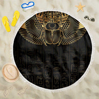 Ancient Egypt Scarab Beach Blanket Black Gold