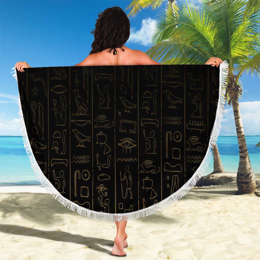 Ancient Egypt Scarab Beach Blanket Black Gold