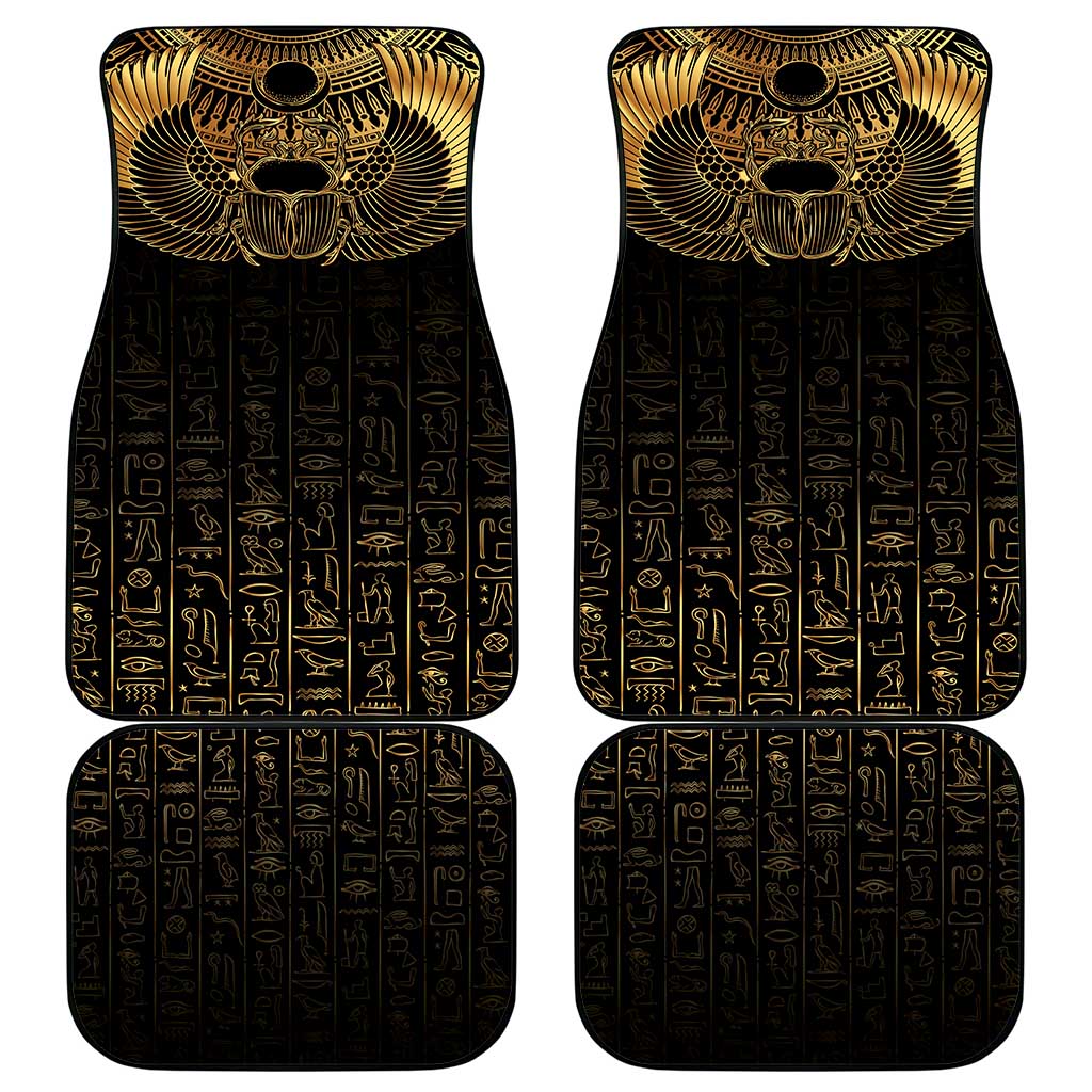 Ancient Egypt Scarab Car Mats Black Gold