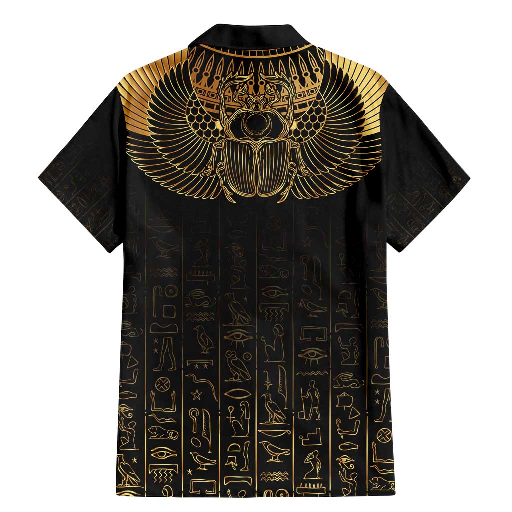 Ancient Egypt Scarab Family Matching Mermaid Dress and Hawaiian Shirt Black Gold