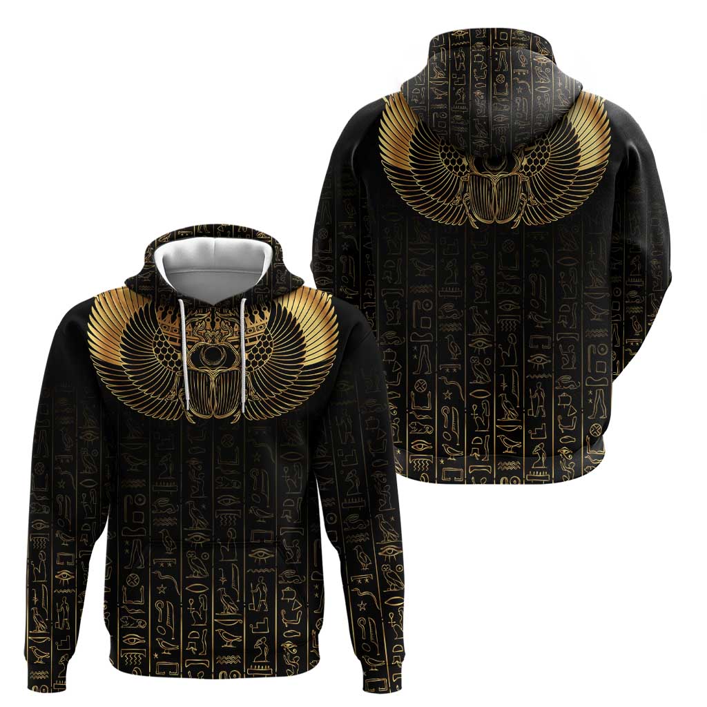 Ancient Egypt Scarab Hoodie Black Gold