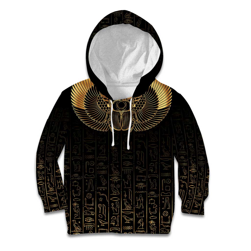 Ancient Egypt Scarab Kid Hoodie Black Gold