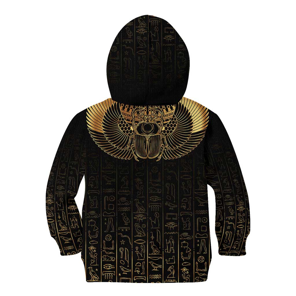 Ancient Egypt Scarab Kid Hoodie Black Gold