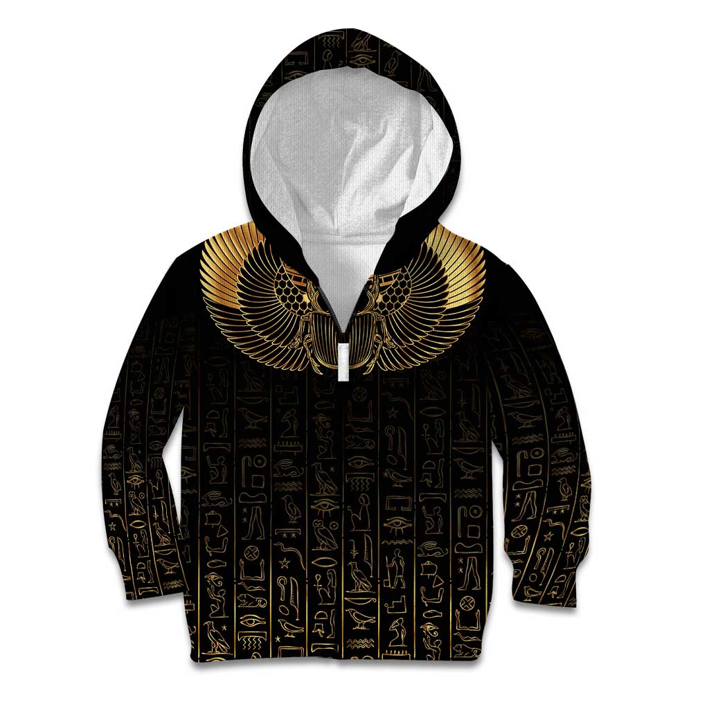 Ancient Egypt Scarab Kid Hoodie Black Gold