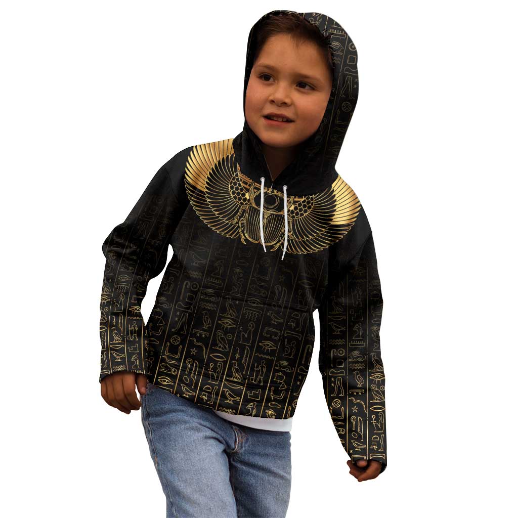 Ancient Egypt Scarab Kid Hoodie Black Gold