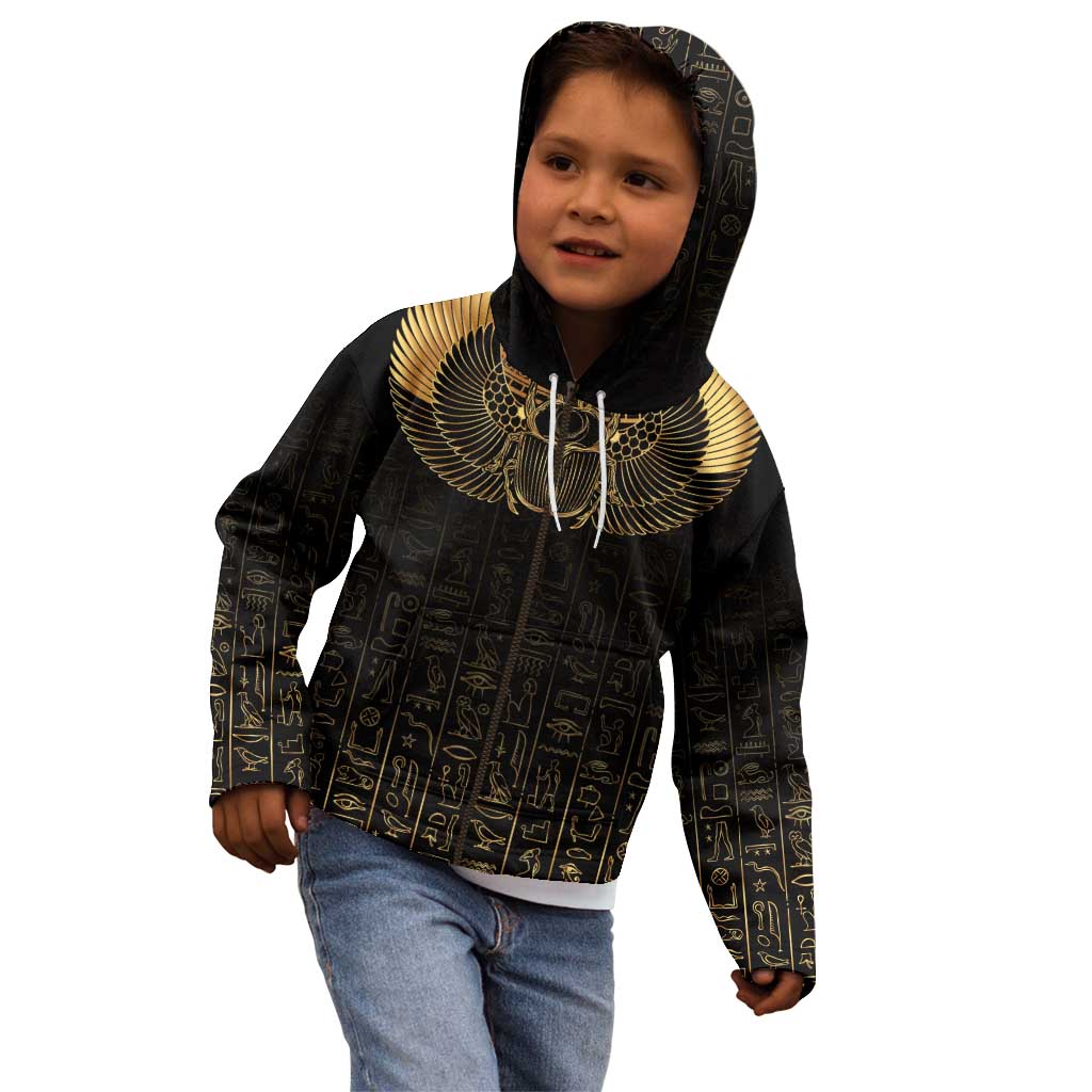 Ancient Egypt Scarab Kid Hoodie Black Gold