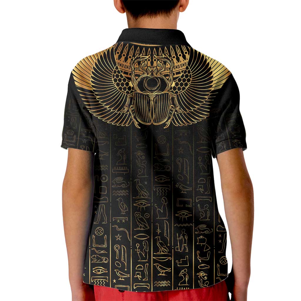 Ancient Egypt Scarab Kid Polo Shirt Black Gold