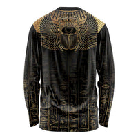 Ancient Egypt Scarab Long Sleeve Shirt Black Gold