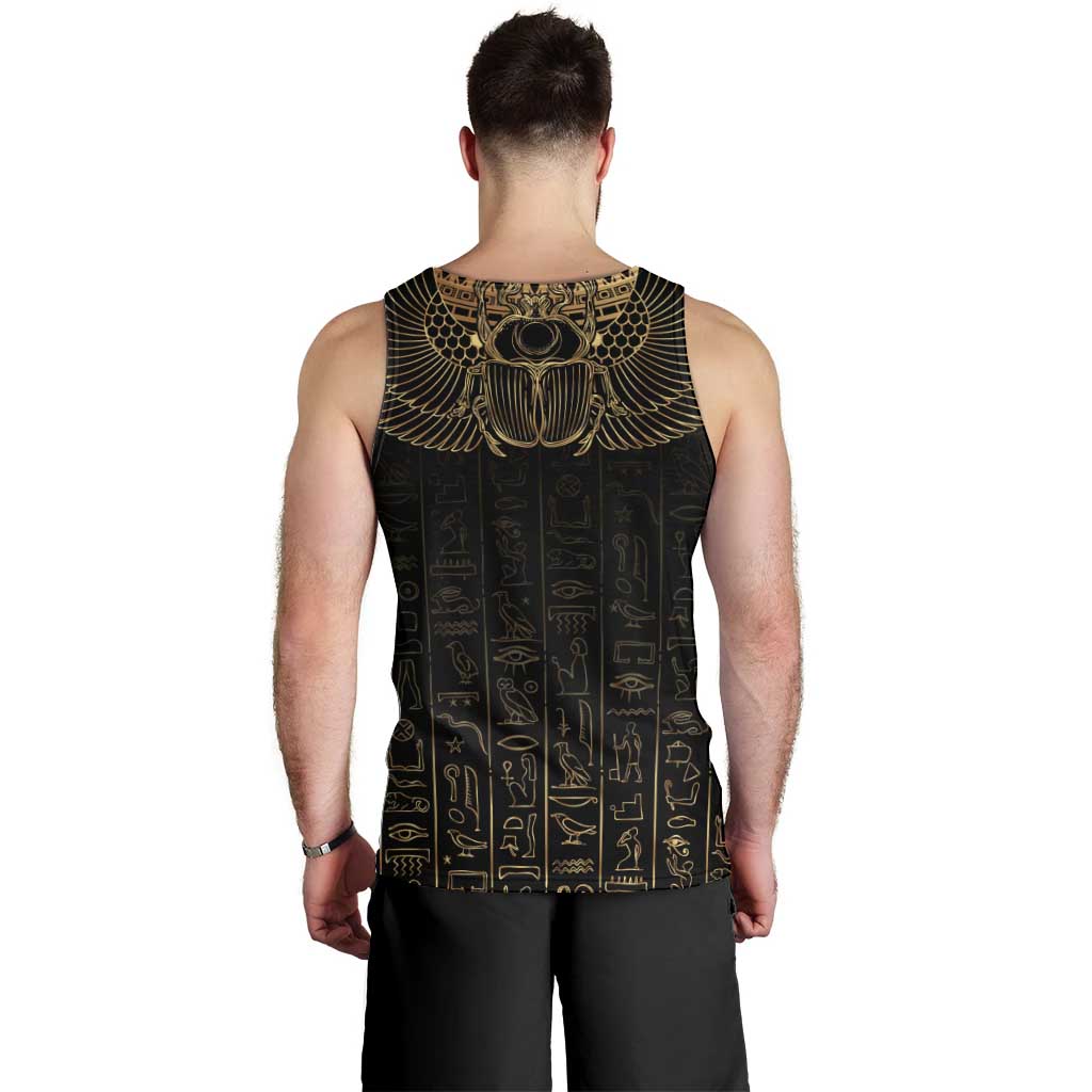 Ancient Egypt Scarab Men Tank Top Black Gold