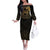 Ancient Egypt Scarab Off The Shoulder Long Sleeve Dress Black Gold