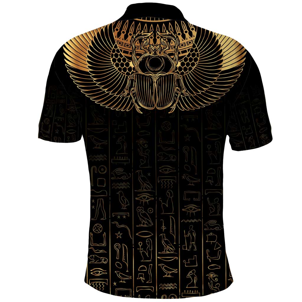 Ancient Egypt Scarab Polo Shirt Black Gold