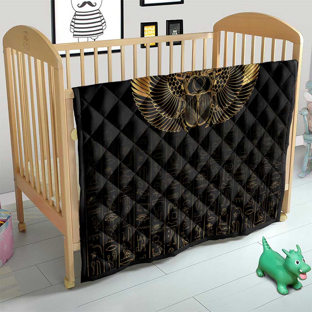 Ancient Egypt Scarab Quilt Black Gold