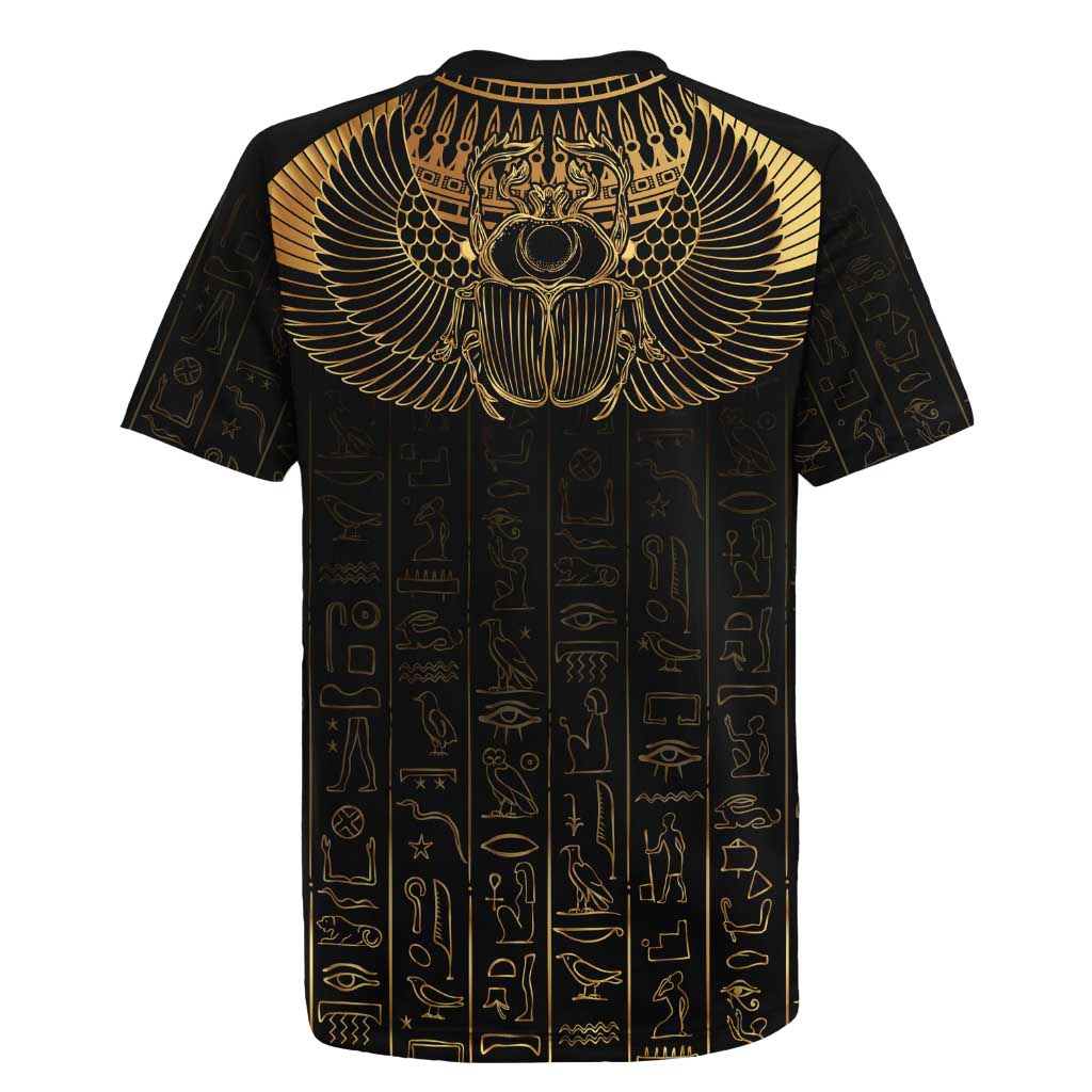 Ancient Egypt Scarab Rugby Jersey Black Gold