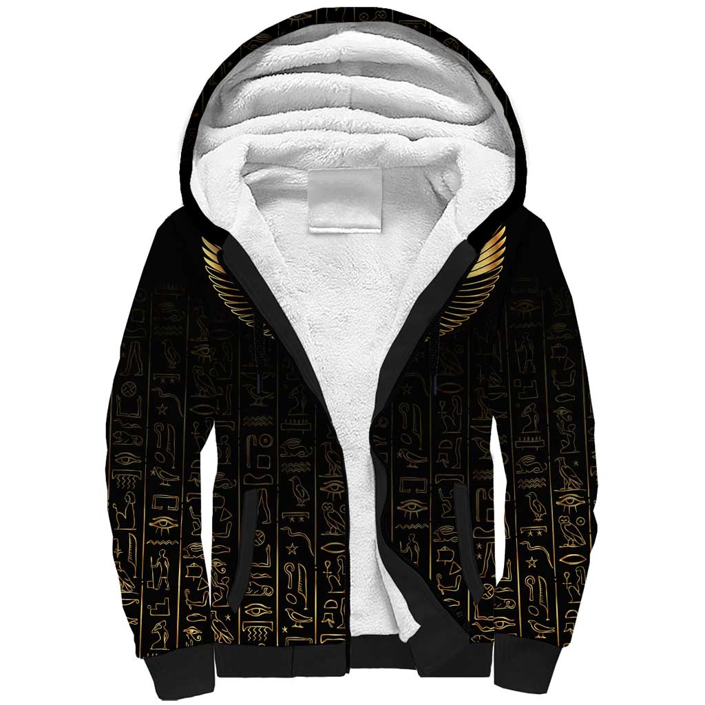 Ancient Egypt Scarab Sherpa Hoodie Black Gold