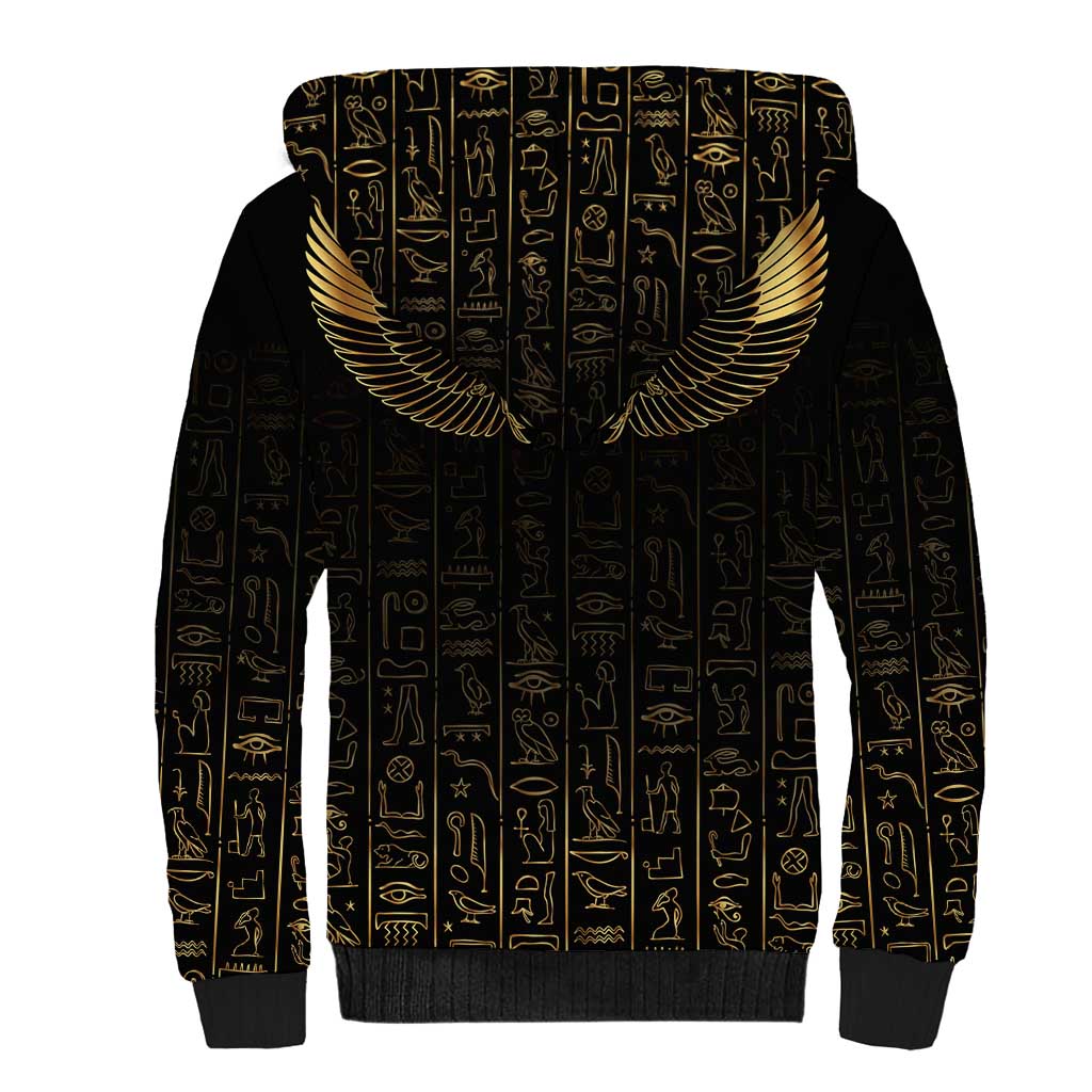 Ancient Egypt Scarab Sherpa Hoodie Black Gold