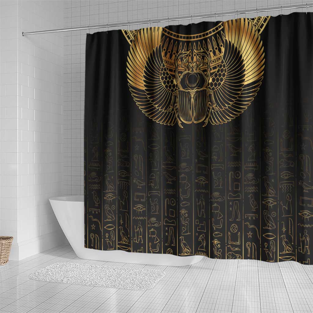 Ancient Egypt Scarab Shower Curtain Black Gold