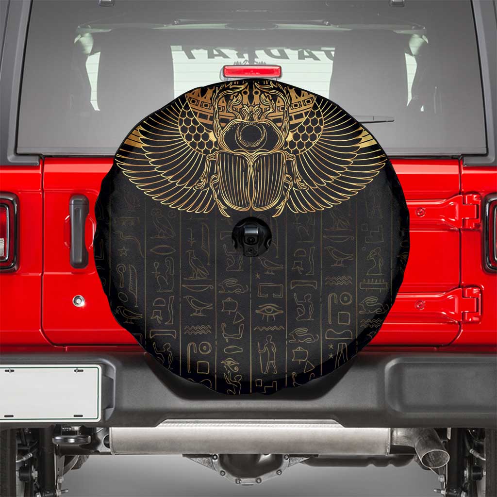 Ancient Egypt Scarab Spare Tire Cover Black Gold