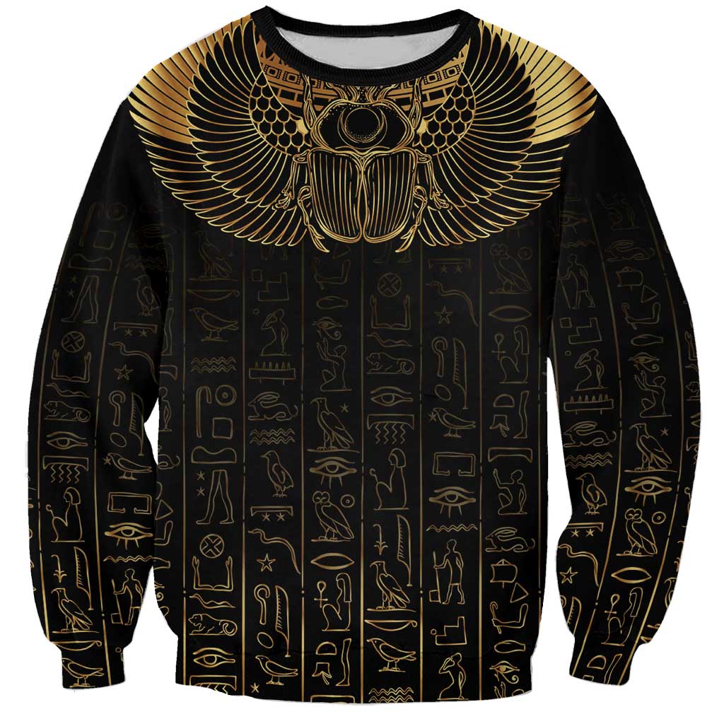 Ancient Egypt Scarab Sweatshirt Black Gold