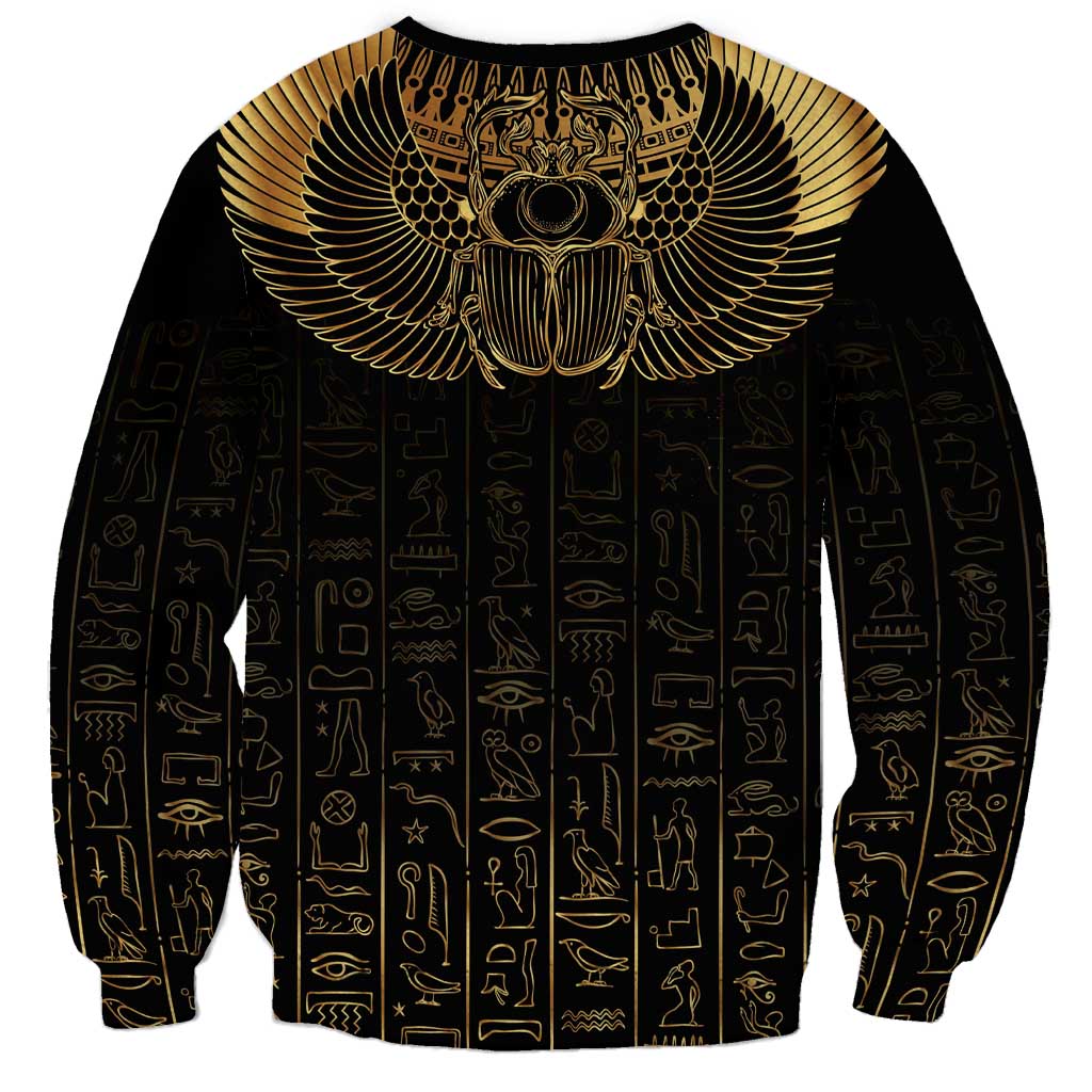 Ancient Egypt Scarab Sweatshirt Black Gold
