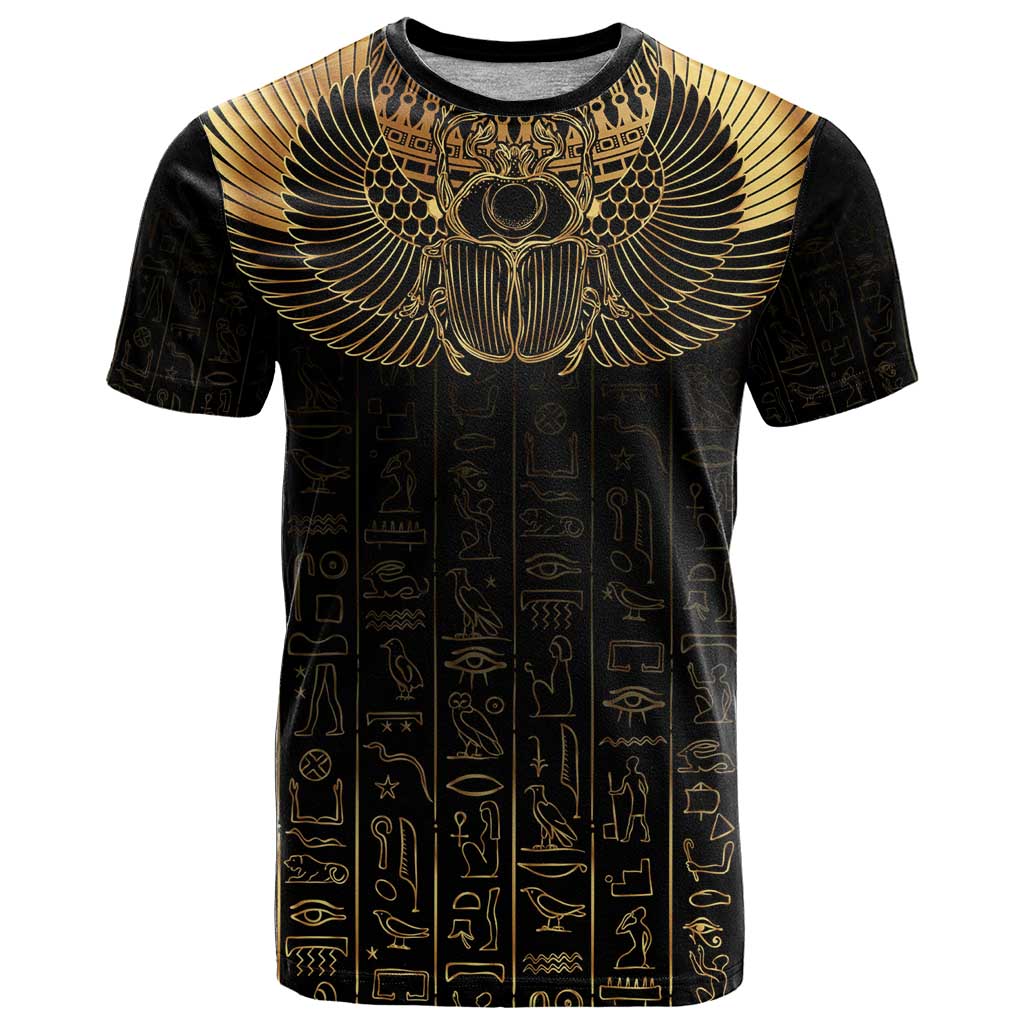 Ancient Egypt Scarab T Shirt Black Gold