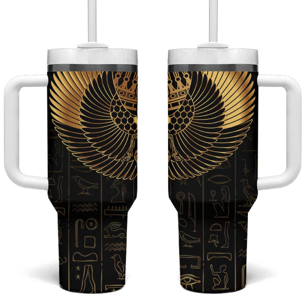 Ancient Egypt Scarab Tumbler With Handle Black Gold