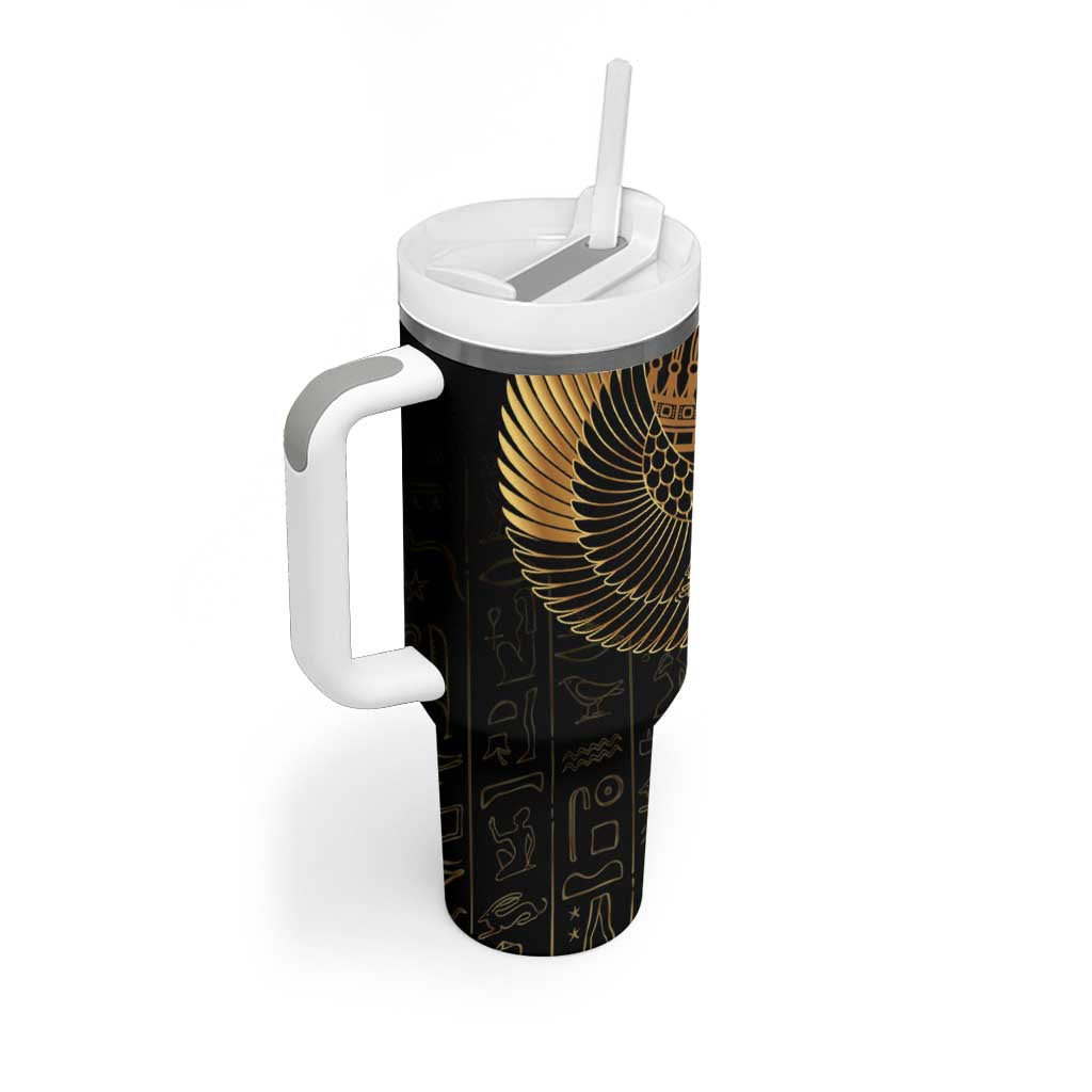 Ancient Egypt Scarab Tumbler With Handle Black Gold