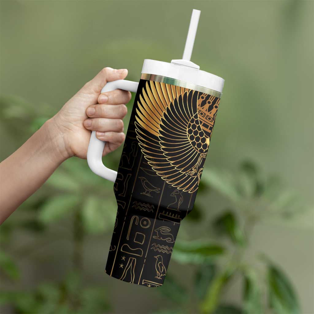 Ancient Egypt Scarab Tumbler With Handle Black Gold