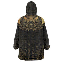 Ancient Egypt Scarab Wearable Blanket Hoodie Black Gold
