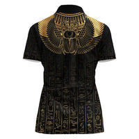 Ancient Egypt Scarab Women Polo Shirt Black Gold
