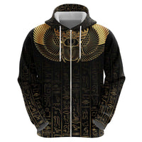 Ancient Egypt Scarab Zip Hoodie Black Gold