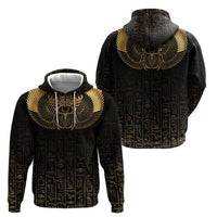 Ancient Egypt Scarab Zip Hoodie Black Gold