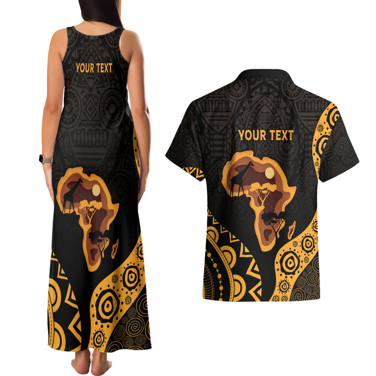 Africa Day Personalized Couples Matching Tank Maxi Dress and Hawaiian Shirt Ethnic Retro Style LT7 - Wonder Print Shop