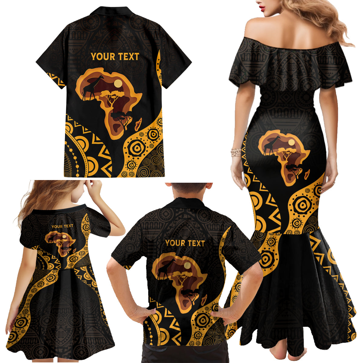 Africa Day Personalized Family Matching Mermaid Dress and Hawaiian Shirt Ethnic Retro Style LT7 - Wonder Print Shop