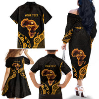 Africa Day Personalized Family Matching Off The Shoulder Long Sleeve Dress and Hawaiian Shirt Ethnic Retro Style - Wonder Print Shop