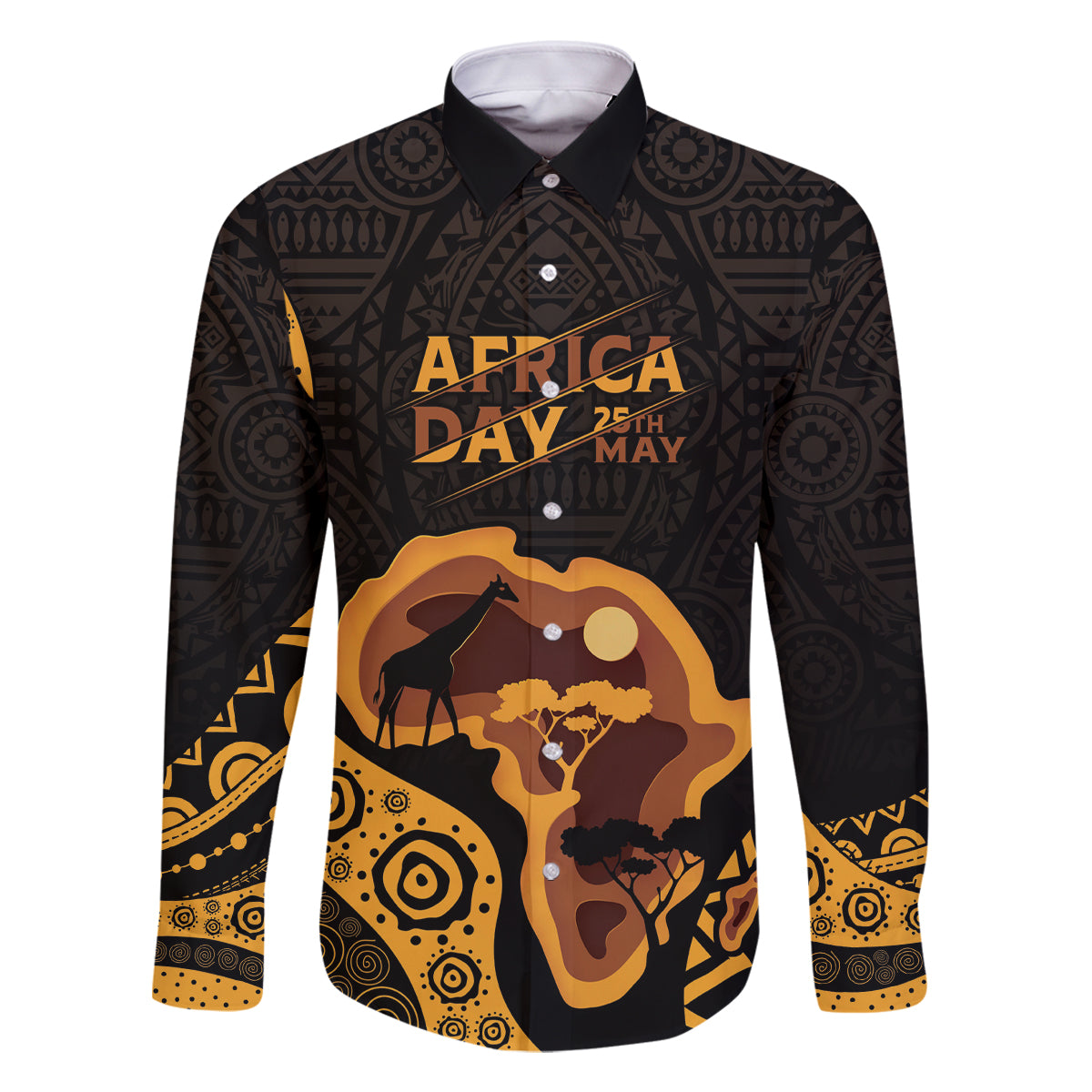 Africa Day Personalized Family Matching Off The Shoulder Long Sleeve Dress and Hawaiian Shirt Ethnic Retro Style - Wonder Print Shop
