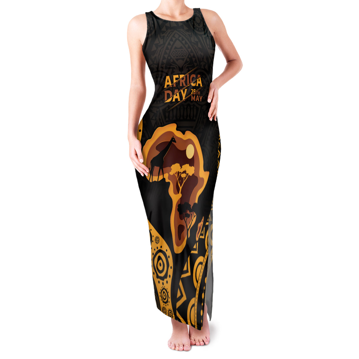 Africa Day Personalized Family Matching Tank Maxi Dress and Hawaiian Shirt Ethnic Retro Style - Wonder Print Shop