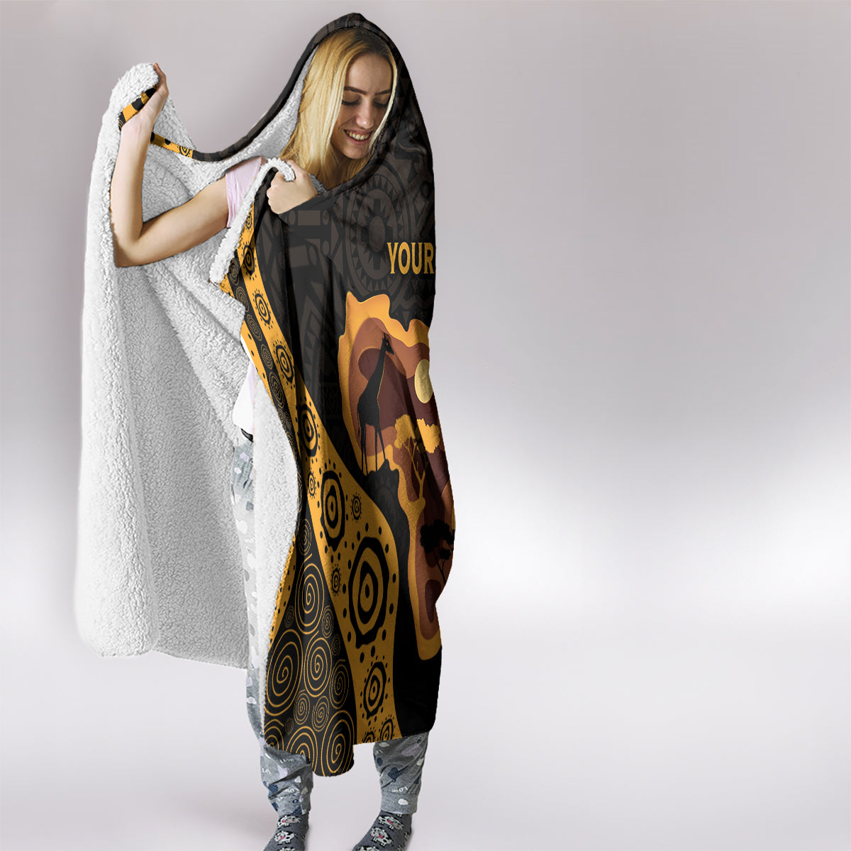 Africa Day Personalized Hooded Blanket Ethnic Retro Style