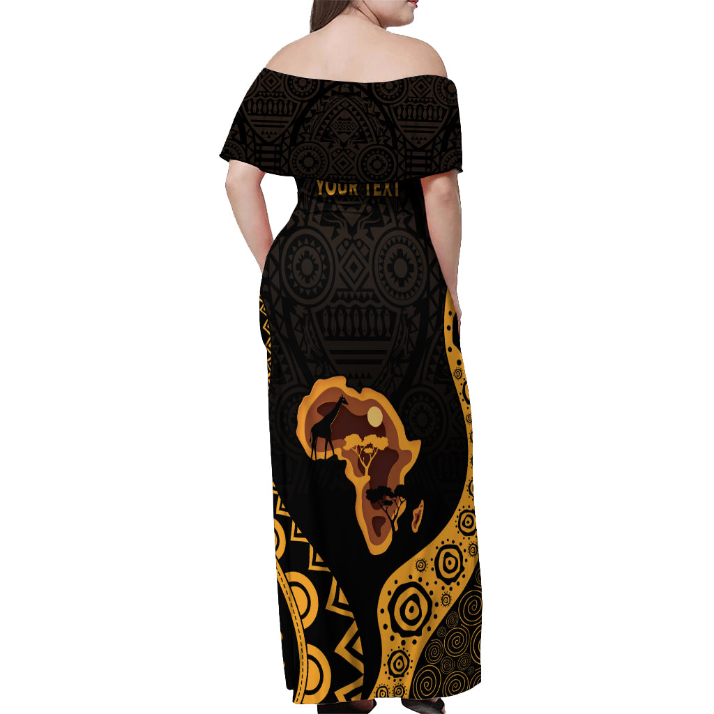 Africa Day Personalized Off Shoulder Maxi Dress Ethnic Retro Style - Wonder Print Shop