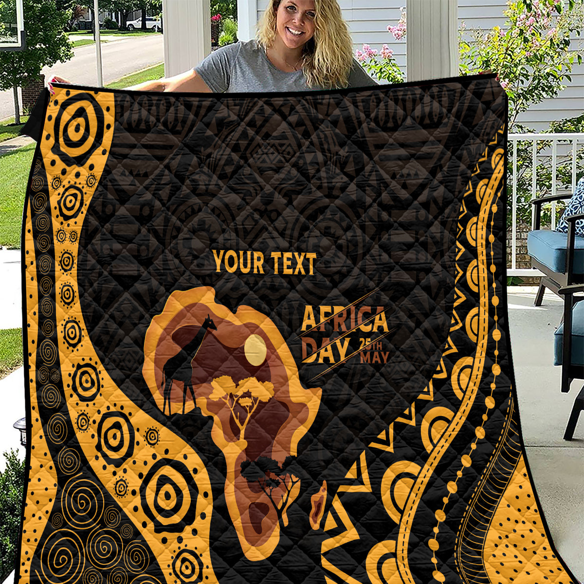 Africa Day Personalized Quilt Ethnic Retro Style