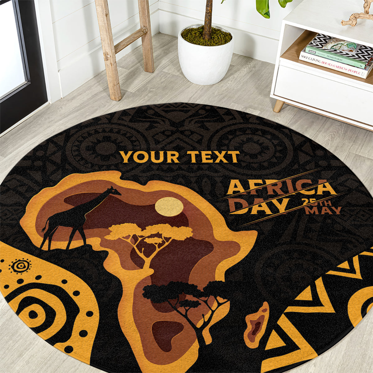 Africa Day Personalized Round Carpet Ethnic Retro Style