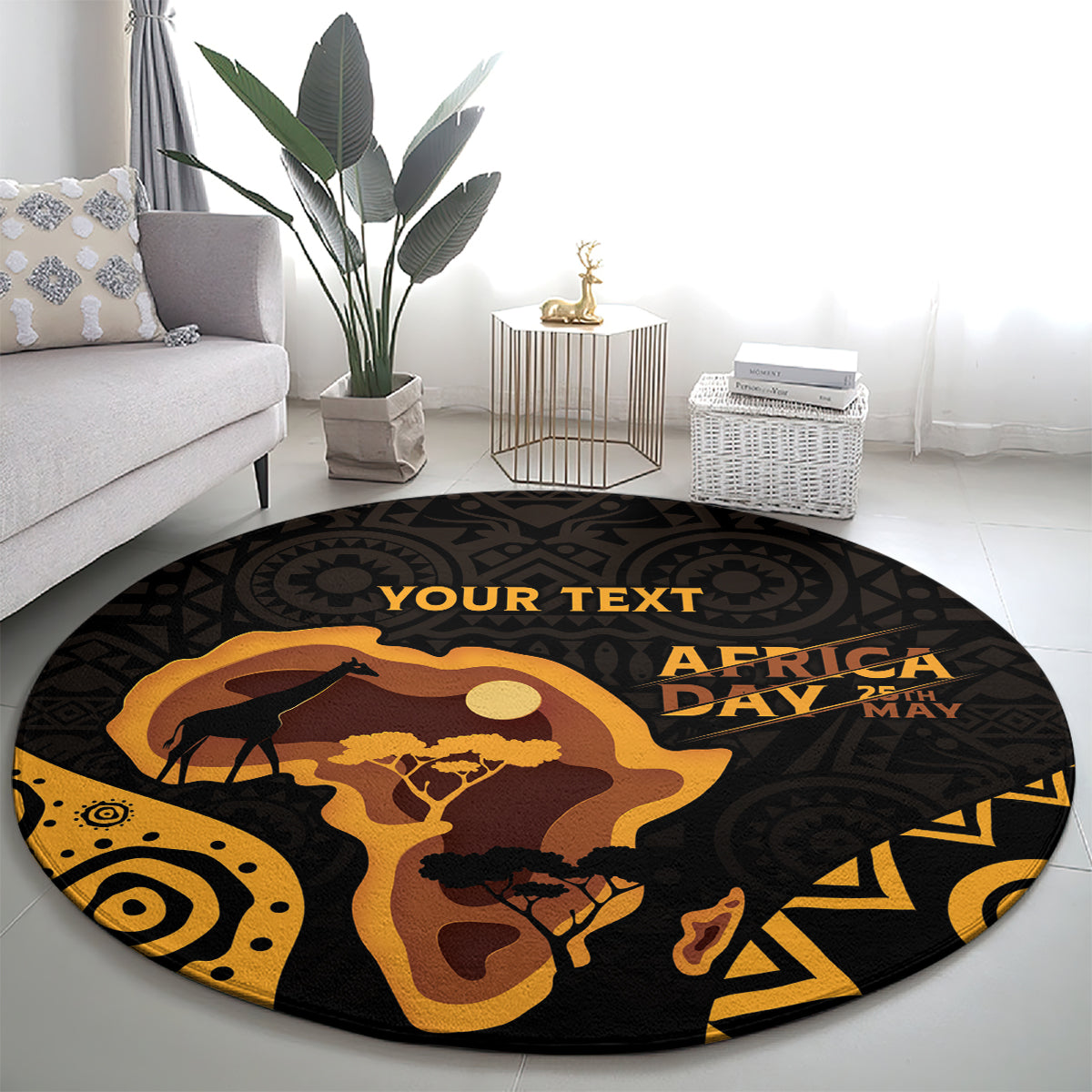 Africa Day Personalized Round Carpet Ethnic Retro Style