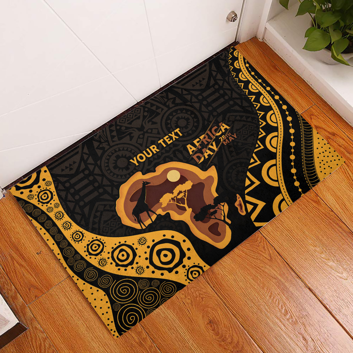 Africa Day Personalized Rubber Doormat Ethnic Retro Style - Wonder Print Shop