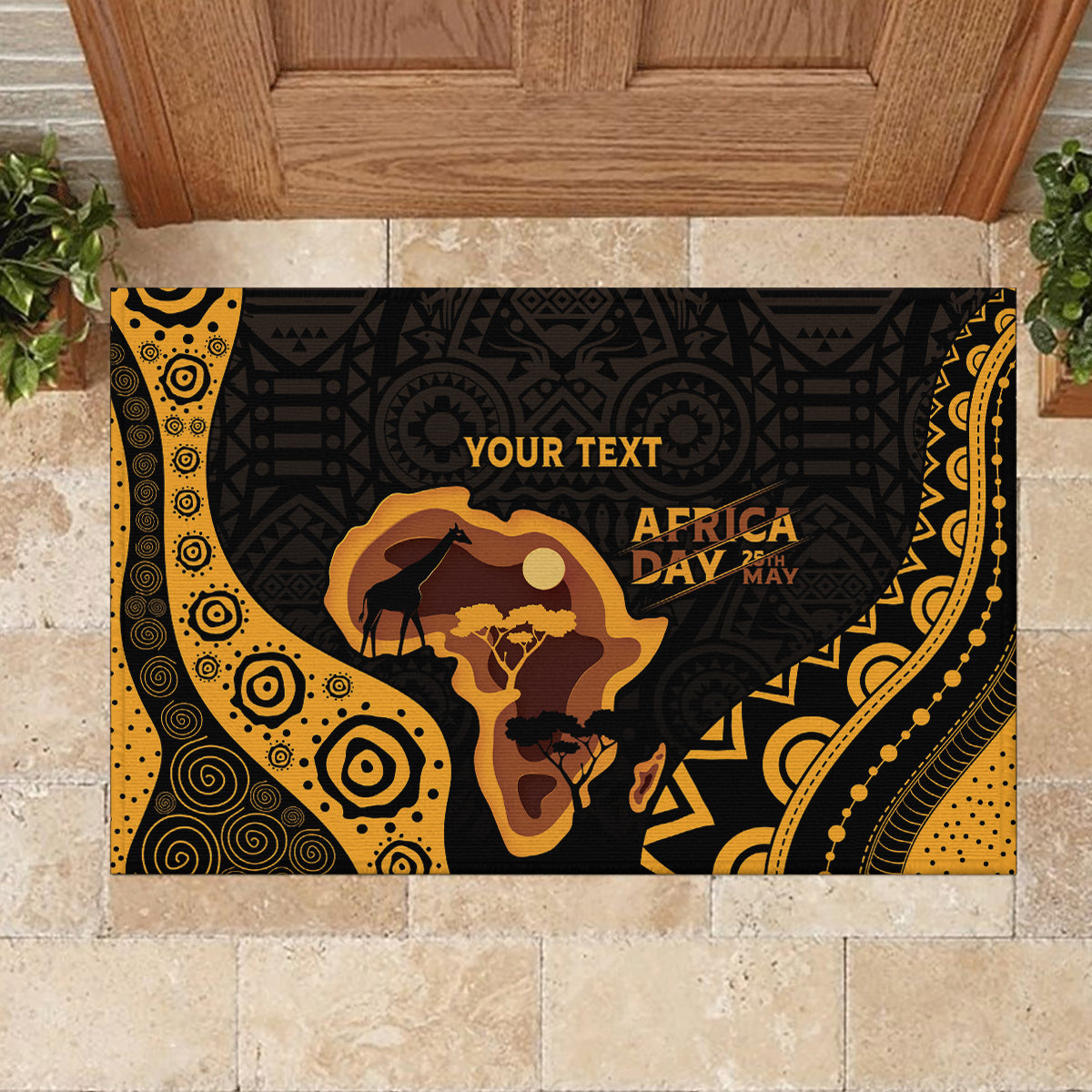 Africa Day Personalized Rubber Doormat Ethnic Retro Style - Wonder Print Shop